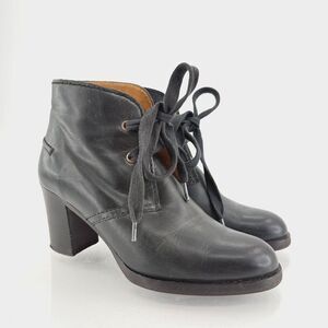 Veronique Branquinho Lace Up Leather Ankle Boots Womens 36 6 Blue Heel Boho